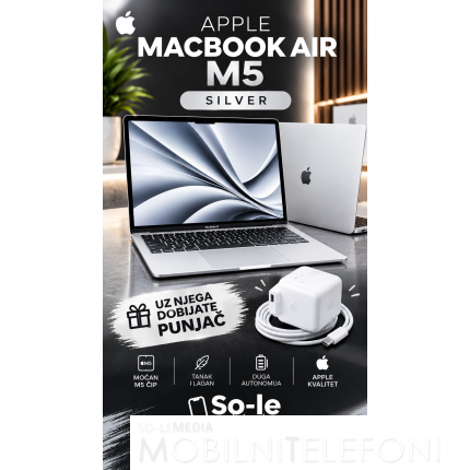 Apple MacBook Air 13.6" M5 10C CPU/8C GPU, 16GB/512GB Silver,Mdh74ze/a