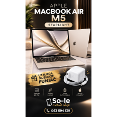 Apple MacBook Air 13.6" M5 10C CPU/8C GPU, 16GB/512GB Starlight,Mdha4ze/a