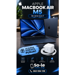 Apple MacBook Air 13.6" M5 10C CPU/8C GPU, 16GB/512GB Midnight,Mdhe4ze/A