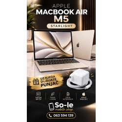Apple MacBook Air 13.6" M5 10C CPU/8C GPU, 16GB/512GB Starlight,Mdha4ze/a